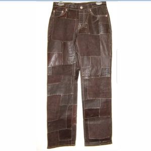 Lucky Brand" Dark Brown Leather and Suede Pants